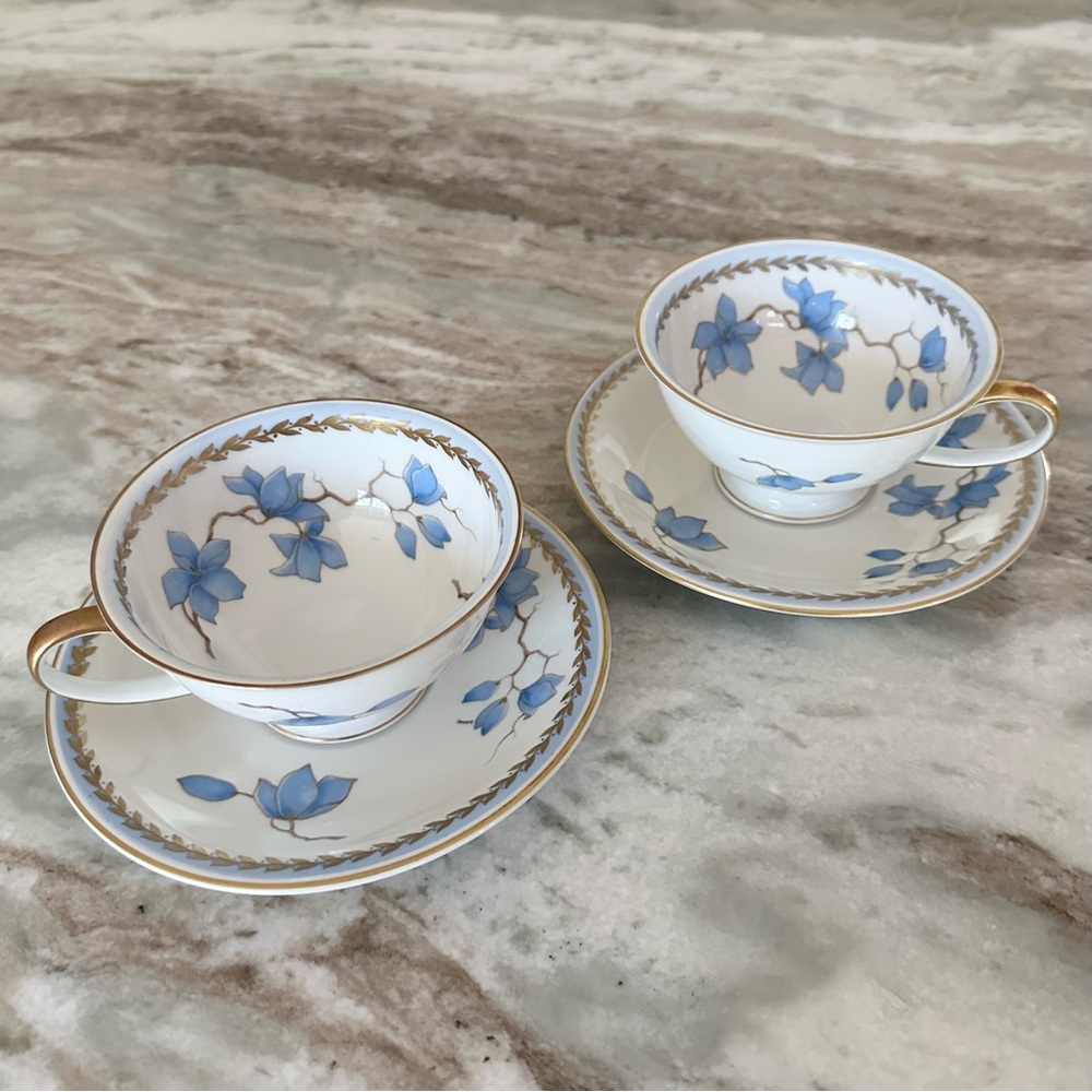 Rosenthal Selb Germany Winifred China White & Blue Floral Print Gold Rim Tea Cup